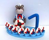 Topo para bolo com vela ursinho marinheiro
